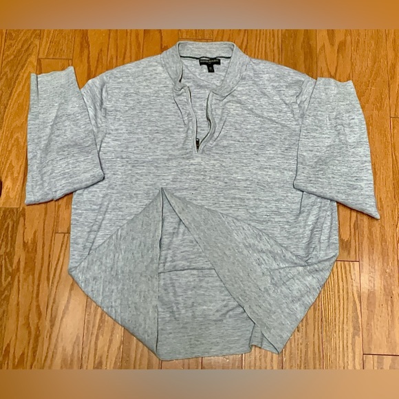 Men's XL Cotton Blue Grey Heather Banana Republic 1/4 Zip Collarless Sweater - Picture 6 of 13